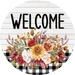 Fall Floral Sign Welcome Dco-00792 For Wreath 10 Round Metal