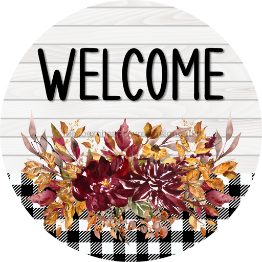 Fall Floral Sign Welcome Dco-00794 For Wreath 10 Round Metal