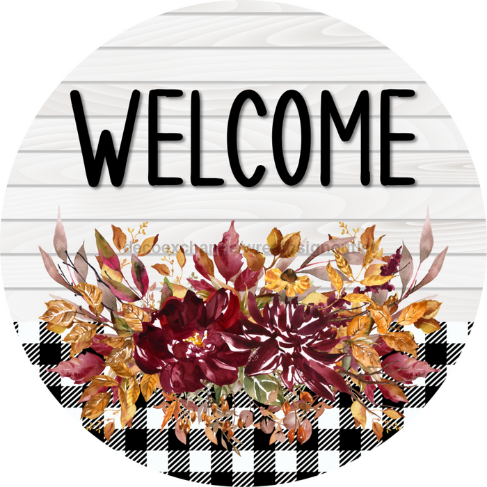 Fall Floral Sign Welcome Dco-00794 For Wreath 10 Round Metal