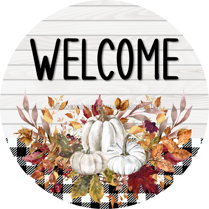 Fall Floral Sign Welcome Dco-00795 For Wreath 10 Round Metal