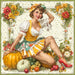 Fall Pin up Girl Sign, DCO-102057, Sign For Wreath, 10x10in Metal Sign