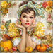 Fall Pin up Girl Sign, DCO-102060, Sign For Wreath, 10x10in Metal Sign