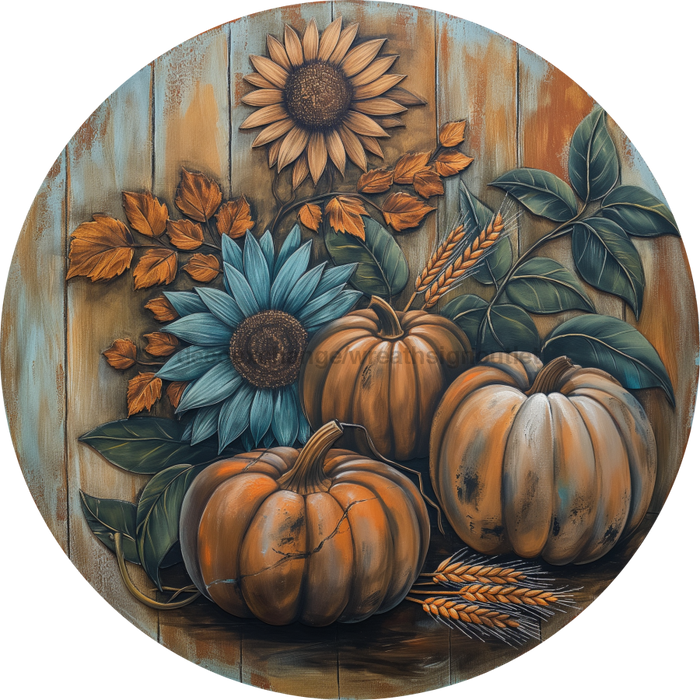 Fall Pumpkin Door Hanger Dco-01757-Dh 18’ Round Wood