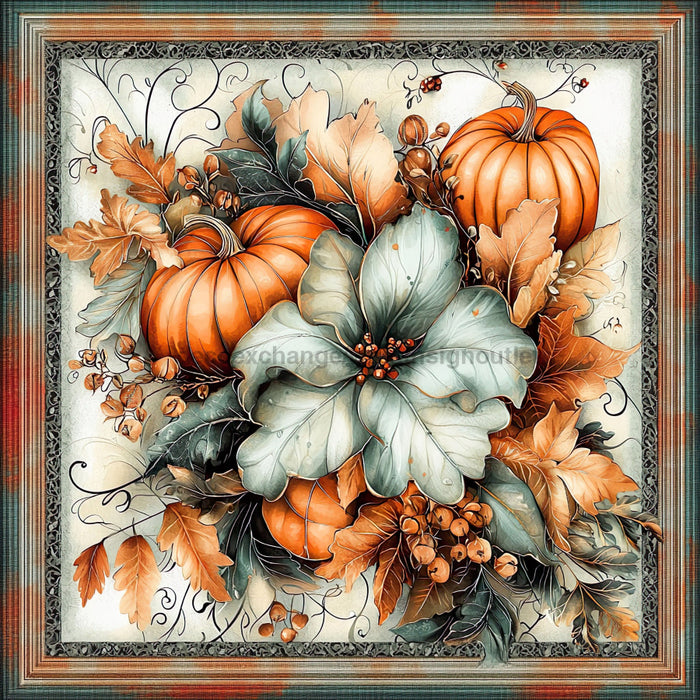 Fall Pumpkins Sign, DCO-102075, Sign For Wreath, 10x10in Metal Sign