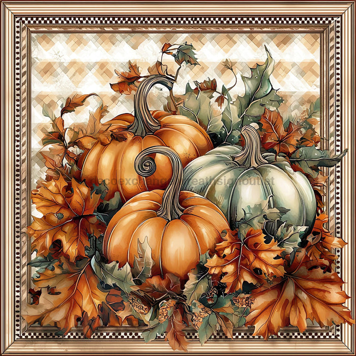 Fall Pumpkins Sign, DCO-102081, Sign For Wreath, 10x10in Metal Sign