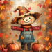 Fall Scarecrow Wall Art, MB-00038, Sign For Wreath, 10x10" Metal Sign