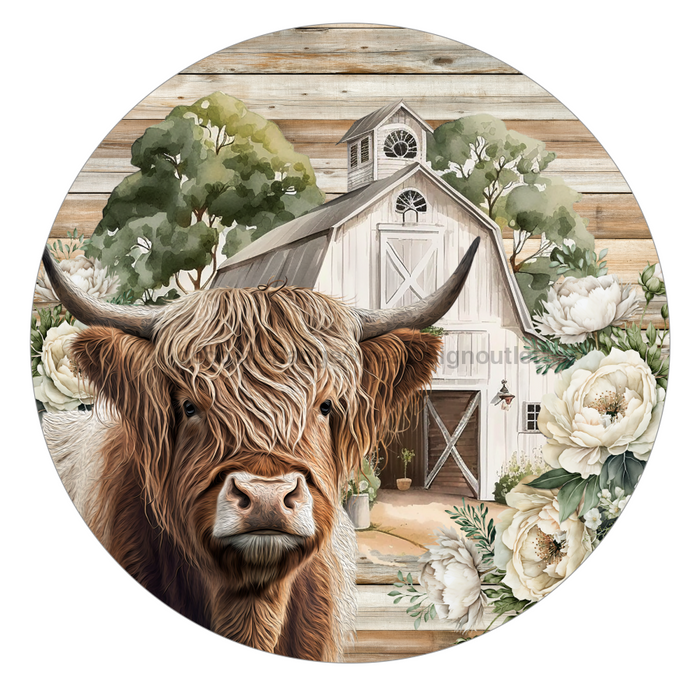 Fall Sign Cow Decoe-4599 Wreath 8 Metal Round