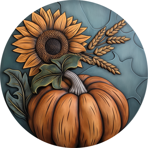 Fall Sign Pumpkin Dco-01756 For Wreath 10’ Round Metal