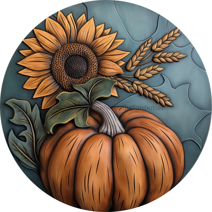 Fall Sign Pumpkin Dco-01756 For Wreath 10’ Round Metal