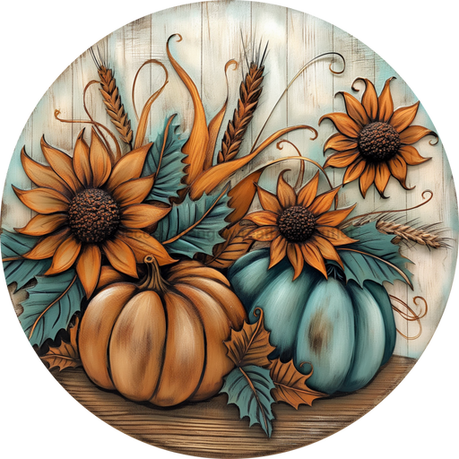 Fall Sign Pumpkin Dco-01759 For Wreath 10’ Round Metal