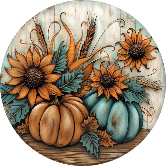 Fall Sign Pumpkin Dco-01759 For Wreath 10’ Round Metal