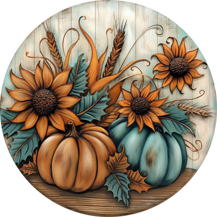 Fall Sign Pumpkin Dco-01759 For Wreath 10’ Round Metal