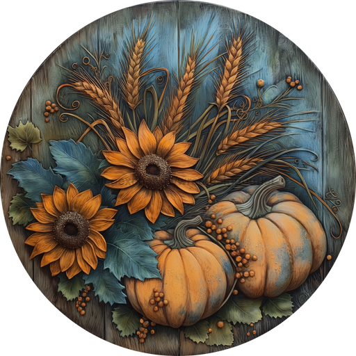 Fall Sign Pumpkin Dco-01760 For Wreath 10’ Round Metal