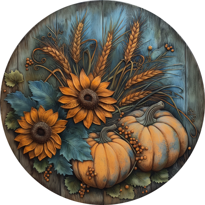 Fall Sign Pumpkin Dco-01760 For Wreath 10’ Round Metal
