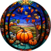 Fall Sign Pumpkin Decoe-4543 Wreath 8 Metal Round