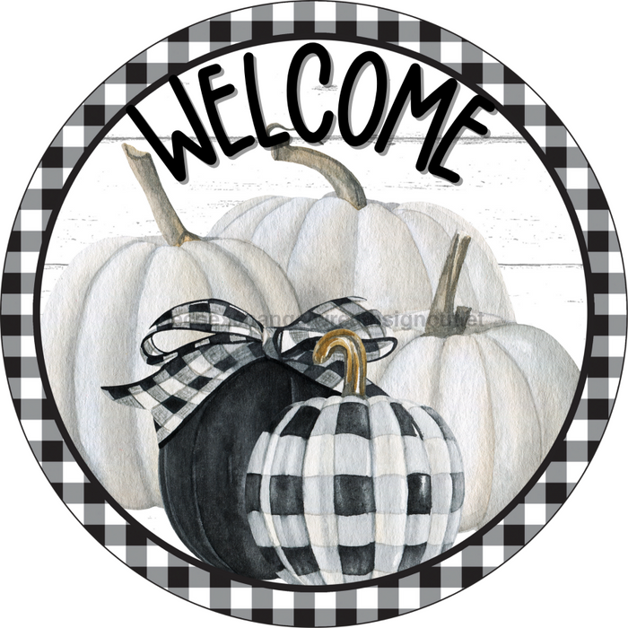 Fall Sign Pumpkin Decoe-4549 Wreath 8 Metal Round