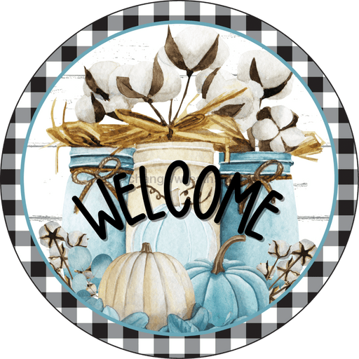 Fall Sign Pumpkin Decoe-4550 For Wreath 10 Round Metal