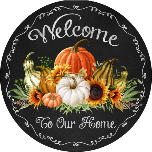 Fall Sign Pumpkin Decoe-4551 Wreath 8 Metal Round