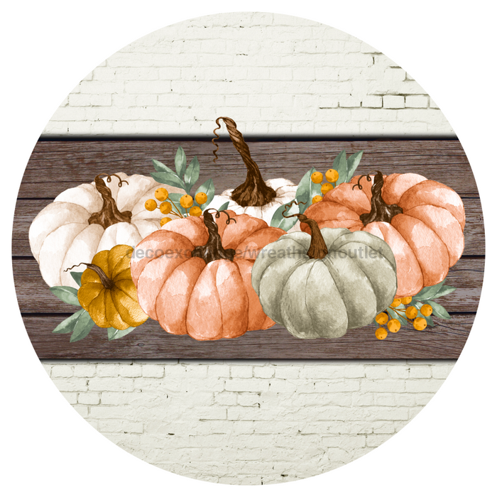 Fall Sign, Pumpkin Sign, DECOE-4639, Sign For Wreath, 10" Round Metal Sign - DecoExchange®