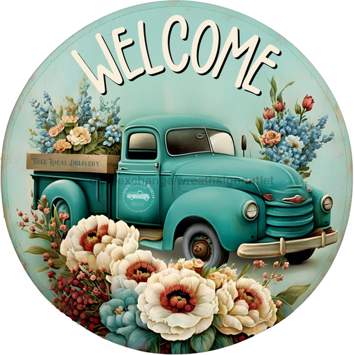 Fall Sign Welcome Decoe-4559 Door Hanger 18 Wood Round