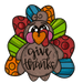 Fall Turkey Give Thanks Door Hanger Mj-W-00029 22’ Wood