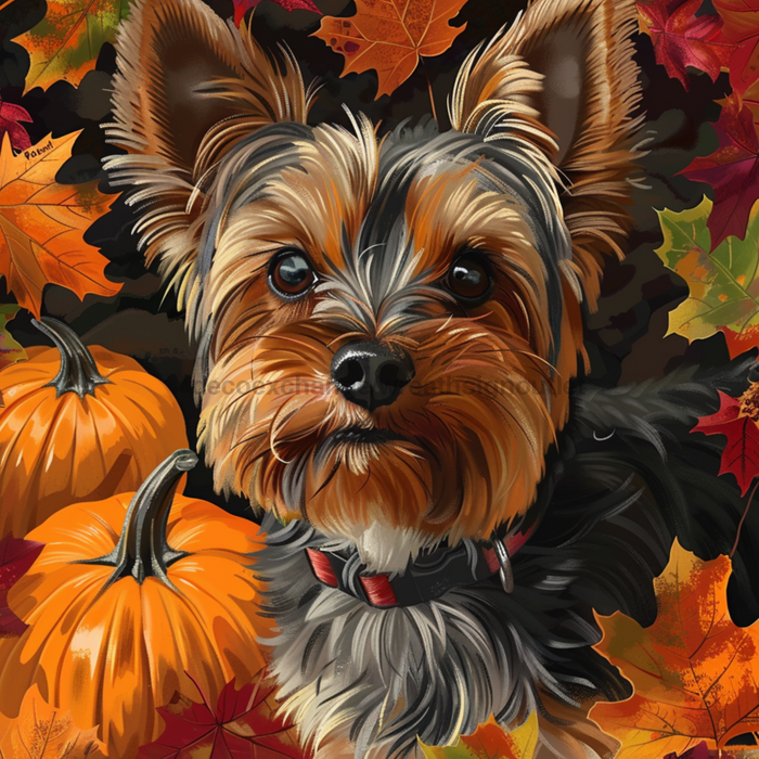 Fall Yorkie Mb-00021 Sign For Wreath 10X10’ Metal