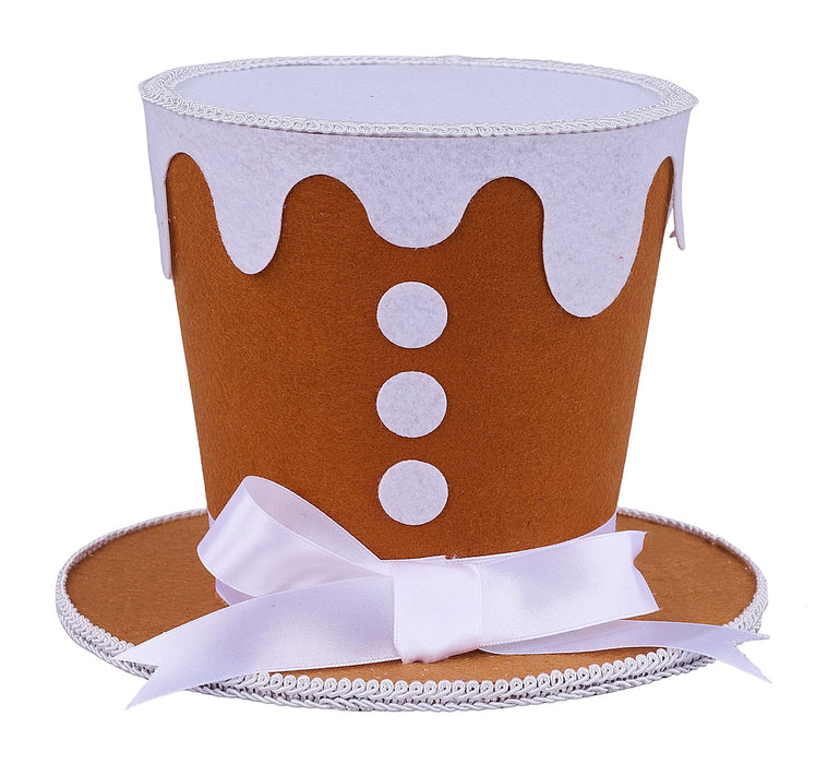 6.5"H X 8.25"DIA Gingerbread Top Hat Gingerbread/White XC726688