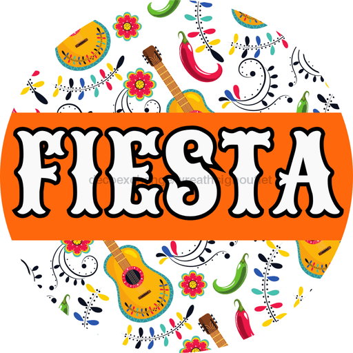 Fiesta Sign Orange Dbj-0004 For Wreath 10 Round Metal