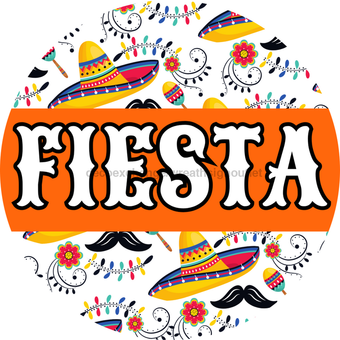 Fiesta Sign Orange Dbj-0010 For Wreath 10 Round Metal