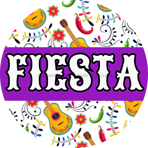 Fiesta Sign Purple Dbj-0007 For Wreath 10 Round Metal