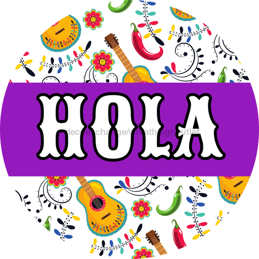 Fiesta Sign Purple Hola Dbj-0008 For Wreath 10 Round Metal