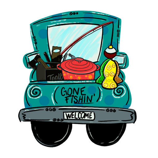 Fishing Sign Truck Wood Sign Door Hanger Decoe-W-464 22