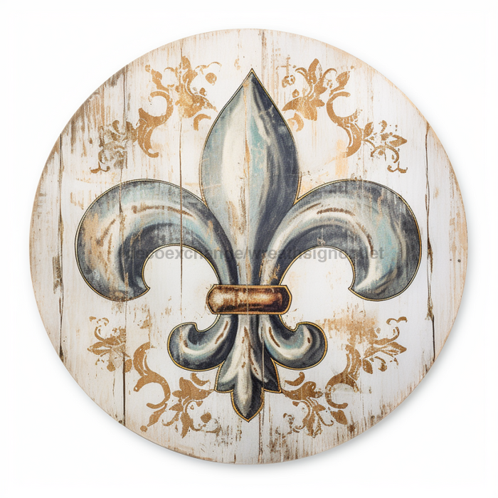 Fleur De Lis Door Hanger Floral Sign Dco-00919-Dh 18’ Round
