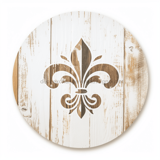 Fleur De Lis Sign Dco-00892 For Wreath 10 Round Metal