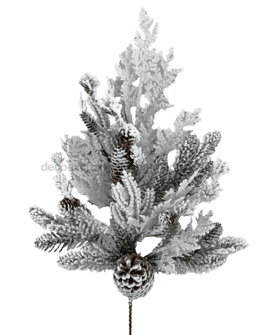Flocked Pine Spray H28 85334SP28 - DecoExchange