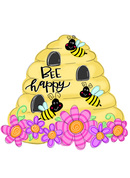Floral Beehive Door Hanger Tww-W-0013 22’ Wood