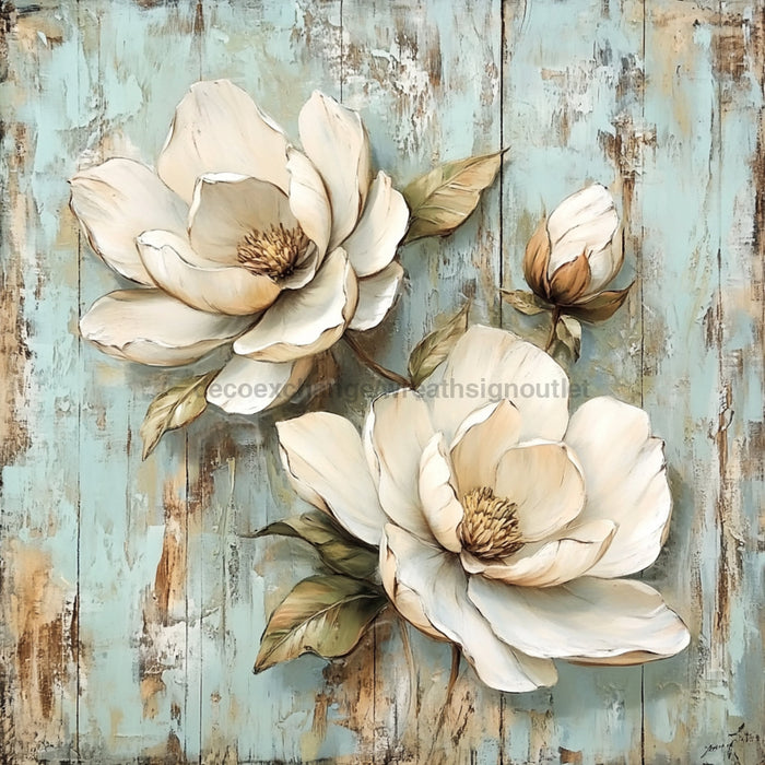 Floral Sign, Magnolia Sign, DCO-02369, Sign For Wreath, 10x10 Metal Sign