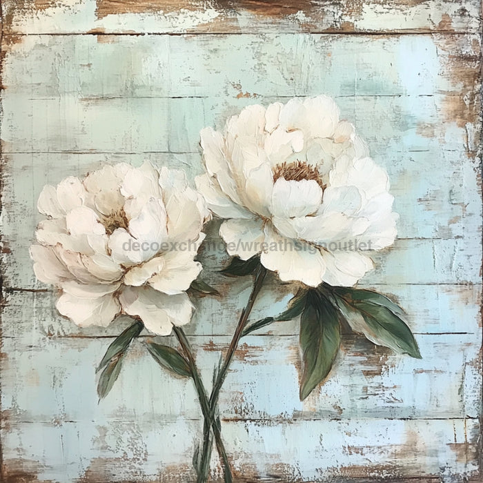 Floral Sign, Peonies Sign, DCO-02336, Sign For Wreath, 10x10 Metal Sign