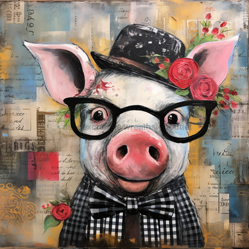 Floral Sign Pig Oaw-0064 For Wreath 10X10 Metal