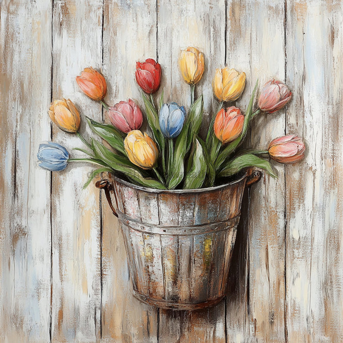 Floral Sign, Tulips Sign, DCO-02351, Sign For Wreath, 10x10 Metal Sign