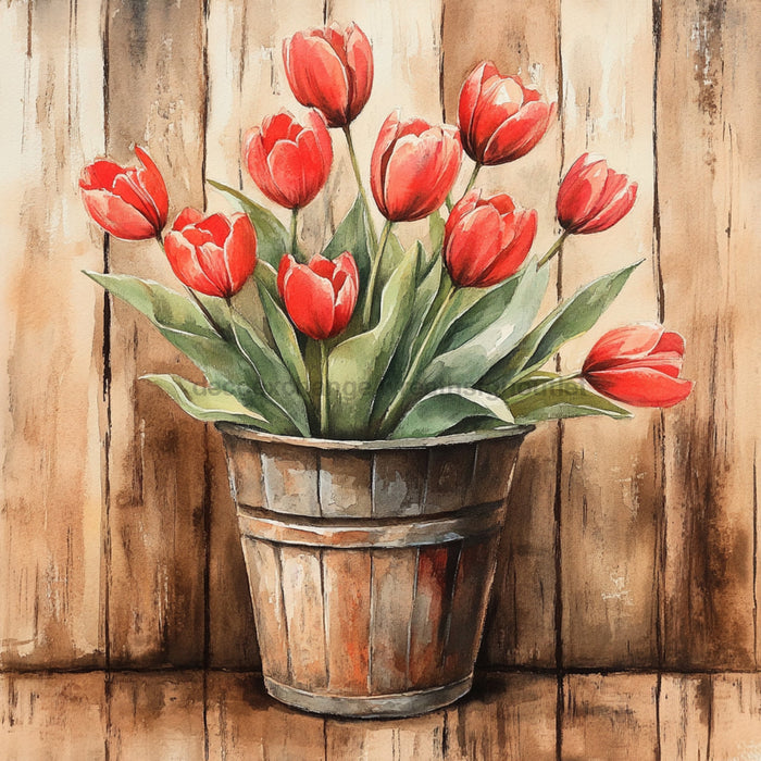 Floral Sign, Tulips Sign, DCO-02389, Sign For Wreath, 10x10 Metal Sign