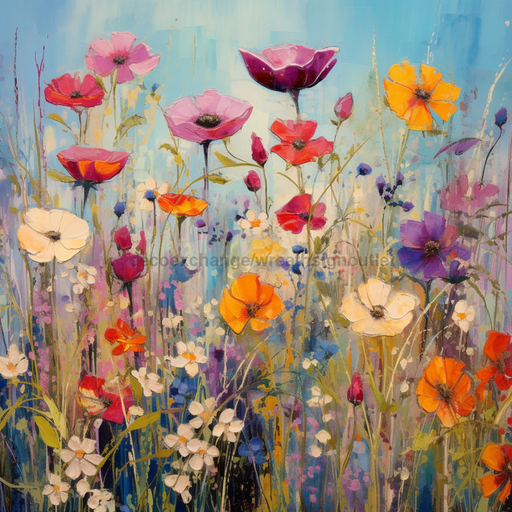 Floral Sign Wild Flowers Vintage Oaw-0032 For Wreath 10X10 Metal