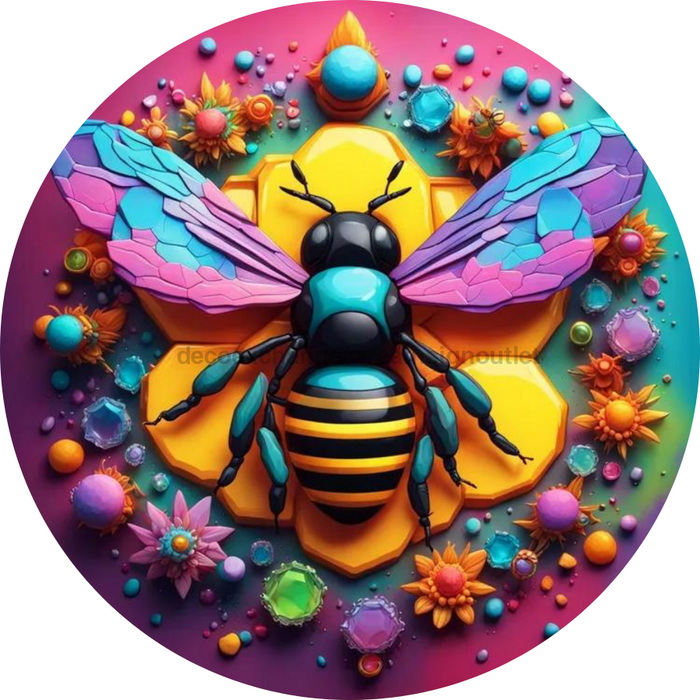 Flower Center Sign Bee Sc-Fc-0010 6’ Metal Round