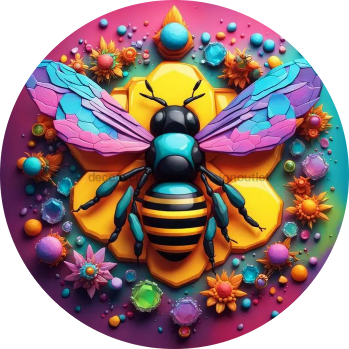 Flower Center Sign Bee Sc-Fc-0010 6’ Metal Round