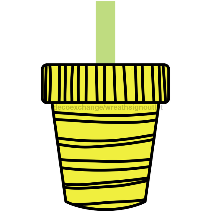 Flower Wreath Attachment, Flower Pot wood sign, DECOE-W-90024, 19" Door Hanger - DecoExchange®