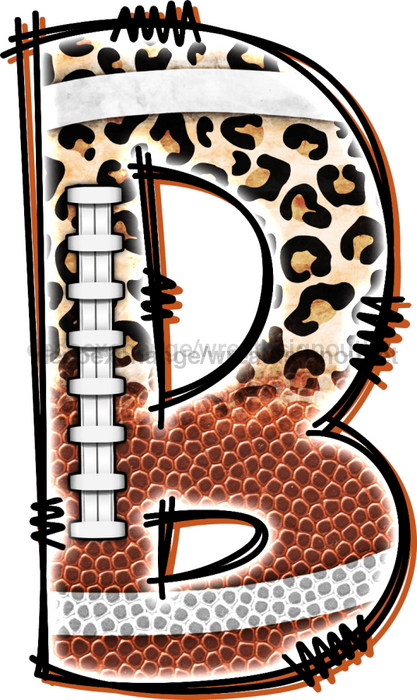 Football Initial Sign Door Hanger Wood Sign Decoe-W-301 22 B