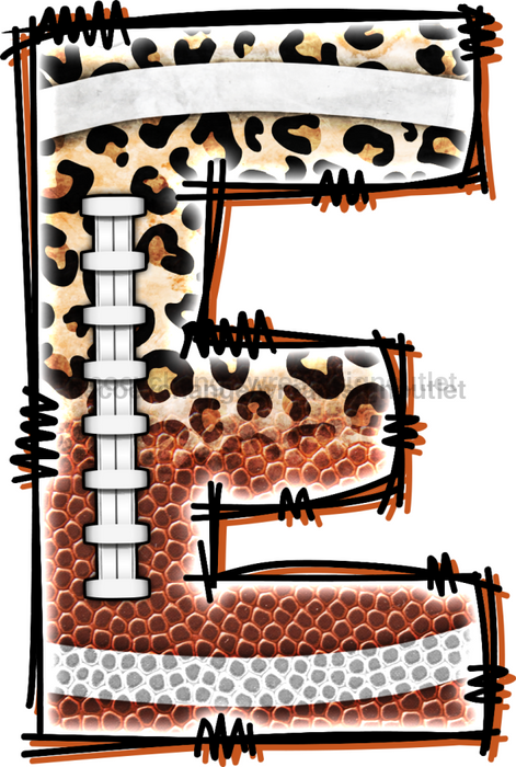 Football Initial Sign Door Hanger Wood Sign Decoe-W-301 22 E