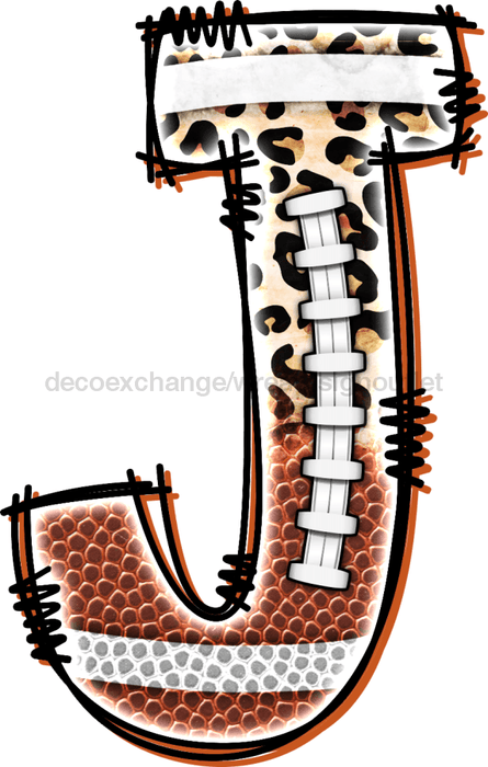Football Initial Sign Door Hanger Wood Sign Decoe-W-301 22 J