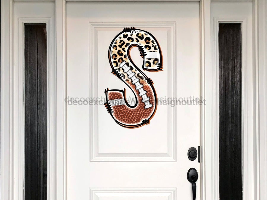 Football Initial Sign Door Hanger Wood Sign Decoe-W-301 22 S