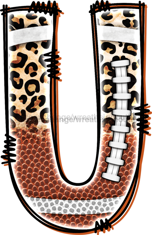 Football Initial Sign Door Hanger Wood Sign Decoe-W-301 22 U